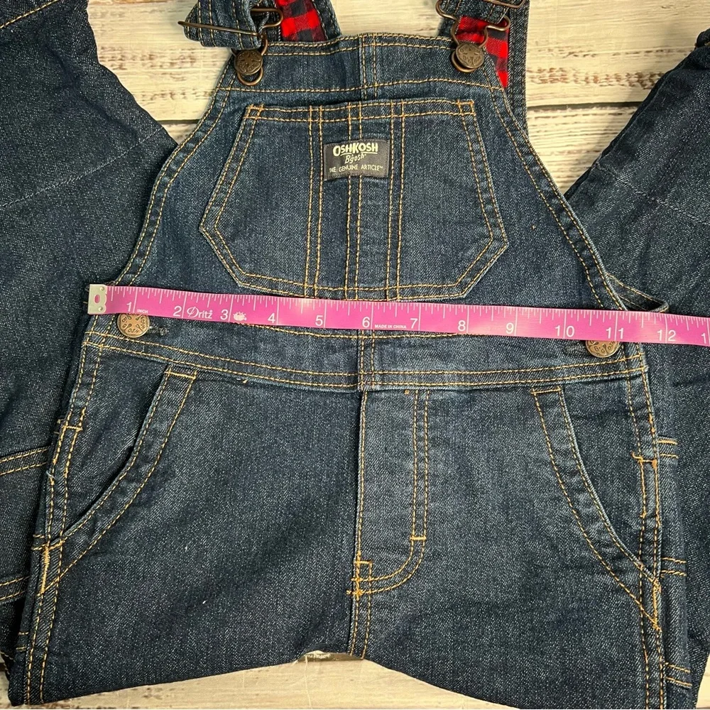 Oshkosh‎ B'gosh Toddler 4T Buffalo Plaid Overalls Denim Cotton Blend
